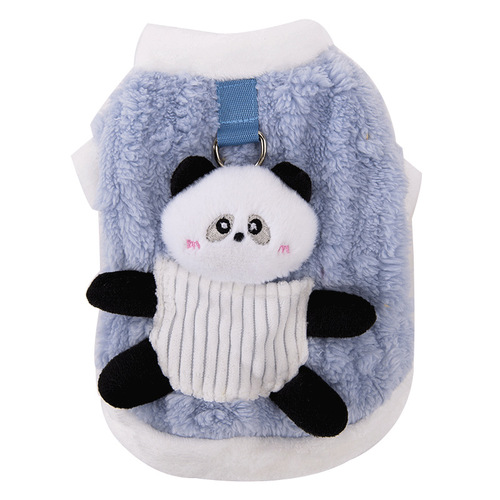 Three-dimensional small animal dog winter clothes for traction autumn and winter small dogs warm two-legged fleece pet dog clothing