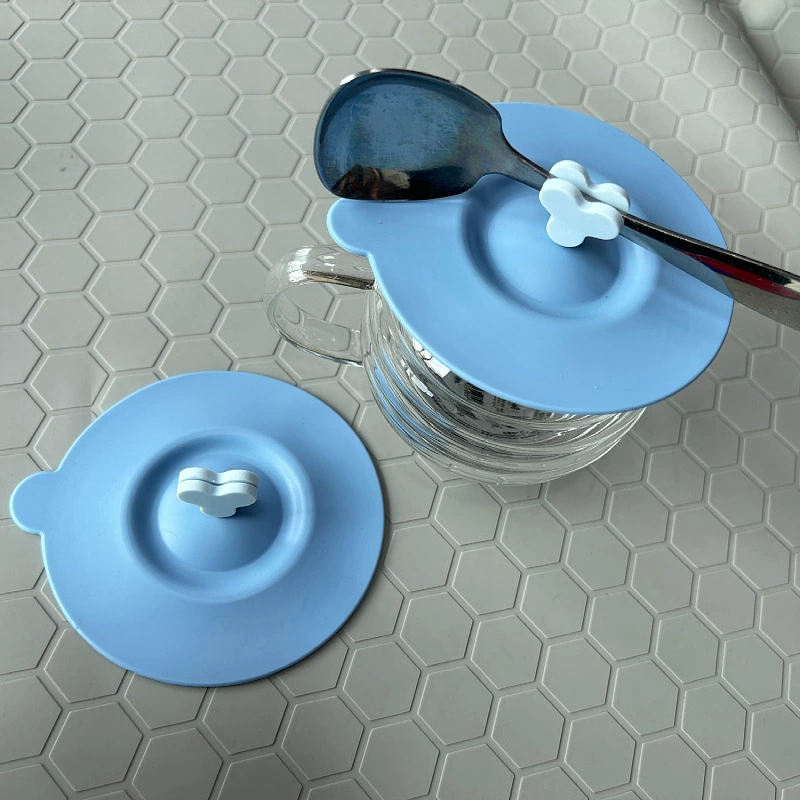 Food silicone, ceramic glass cover, glass creative cartoon universal silicone dust cover, 10cm, simple and elegant design