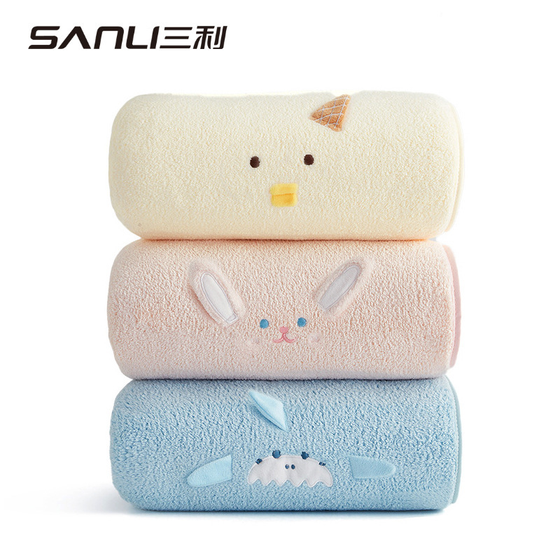 Sanli Towel Coral Fleece Bath Towel Baby Three-dimensional Cartoon Bath Towel Adult Bath Towel Children's Bath Towel Embroidered Bath Towel