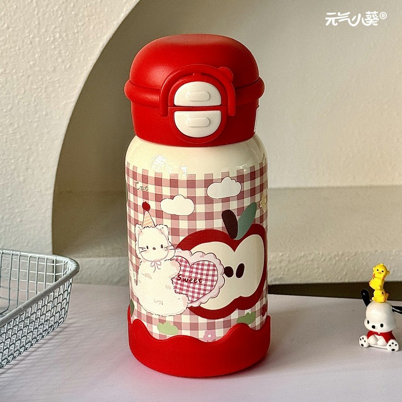 ins高颜值女生双饮便携式保温杯学生小众316不锈钢卡通可爱吸管杯|undefined