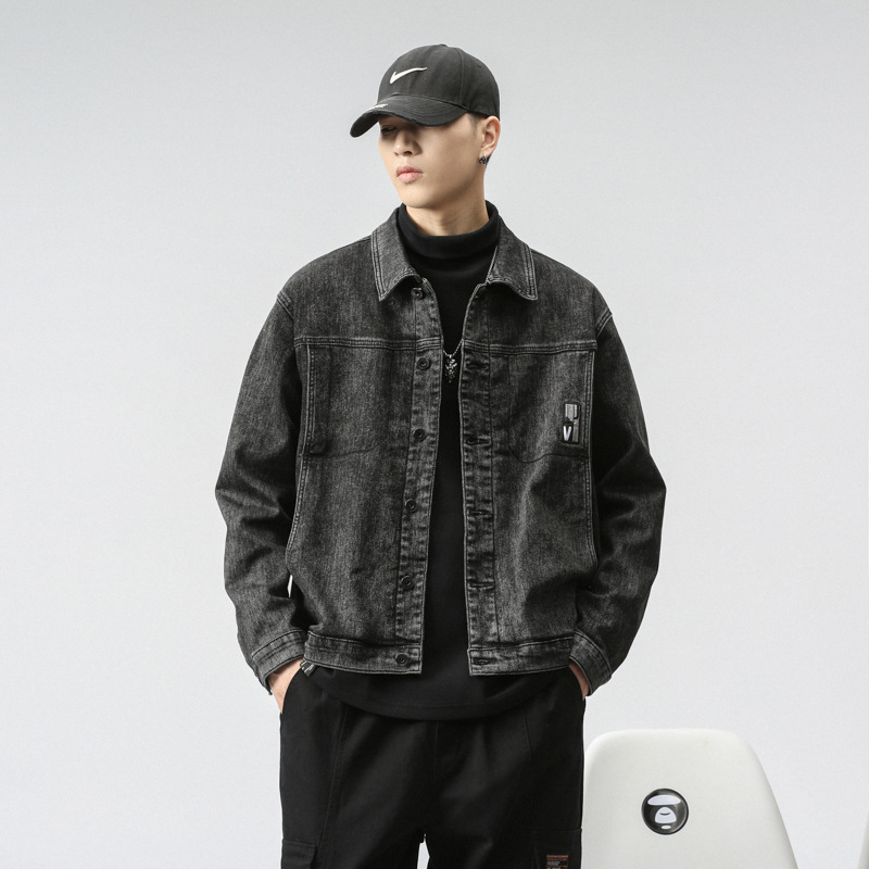 Veste transfrontalière pour hommes d'Amazon portant une veste en jean Joker chemise décontractée tendance pour hommes personnalité mince pour hommes_voghion.com