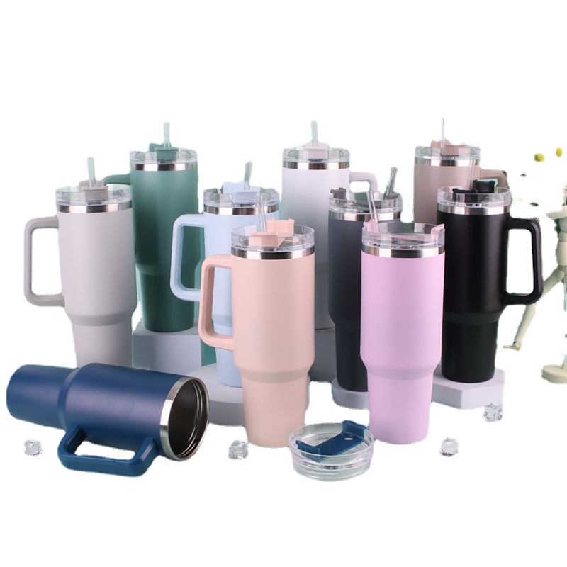 Transfronterizo en stock 40oz de gran capacidad de la manija de la taza de cerveza taza de helado taza de vacío de acero inoxidable coche 1200ml