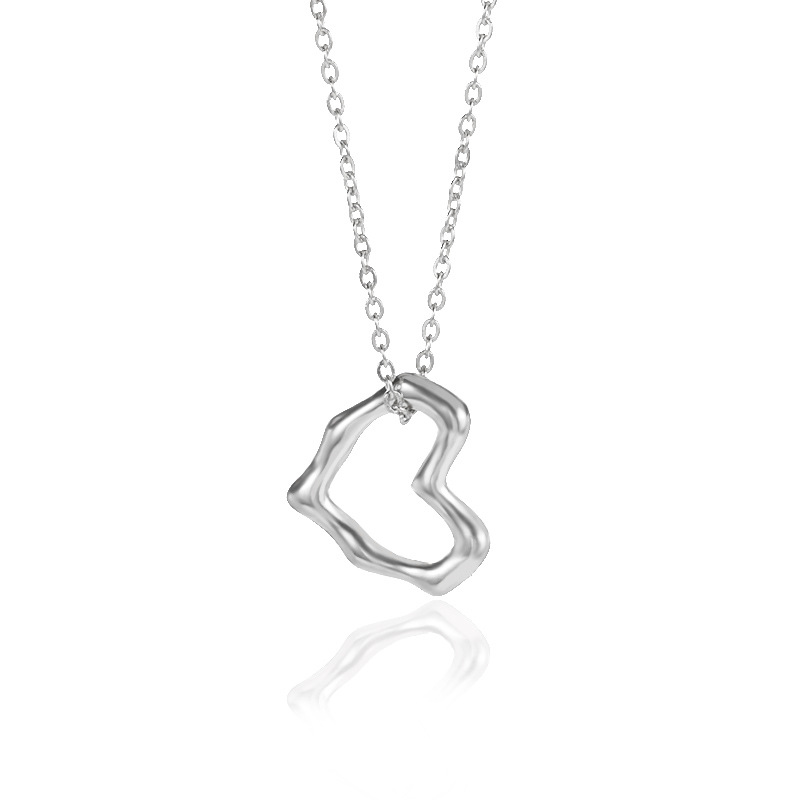 Fashion Heart-shape Pendant Necklace Temperament Irregular Star Men And Women Circle Stainless Steel Necklace display picture 1