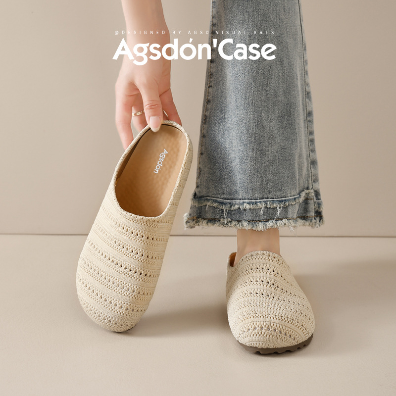 Augustion trenzado Baotou medias pantuflas mujer 2025 nuevo verano suela gruesa ropa exterior sandalias y pantuflas casuales