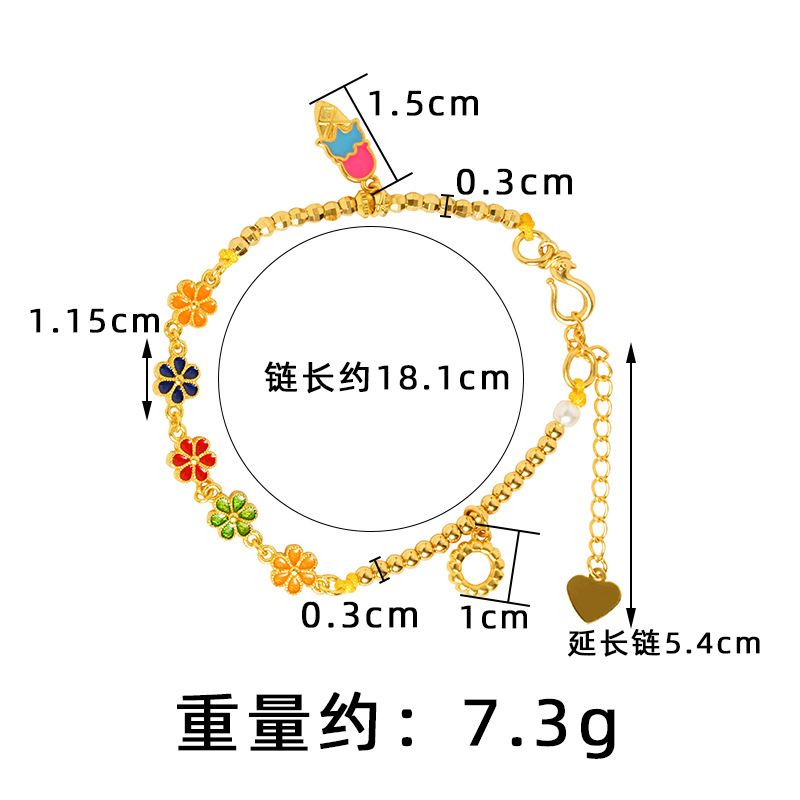 Vietnam oro de oro goteo de aceite de flores ligeras de lujo nicho pulsera de alto rendimiento no se desvanecerá fabricantes de joyas