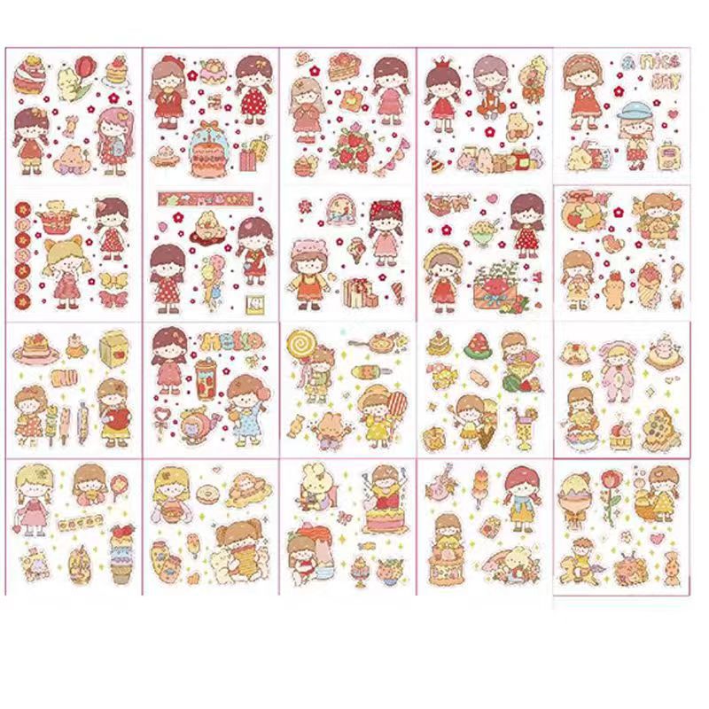 Diario pegatinas diario libro niña niños pegatinas traje Gu Ka impermeable lindo material de la historieta transparente al por mayor