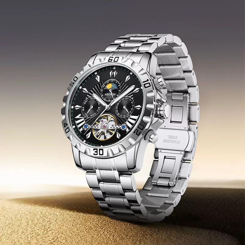 爆款外贸瑞士全自动男士多功能机械表新款防水夜光腕表一件代发
