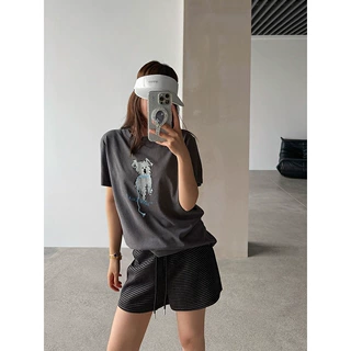 【子川】小狗印花休闲百搭T恤女夏款圆领夏洋气减龄短袖上衣WQ277