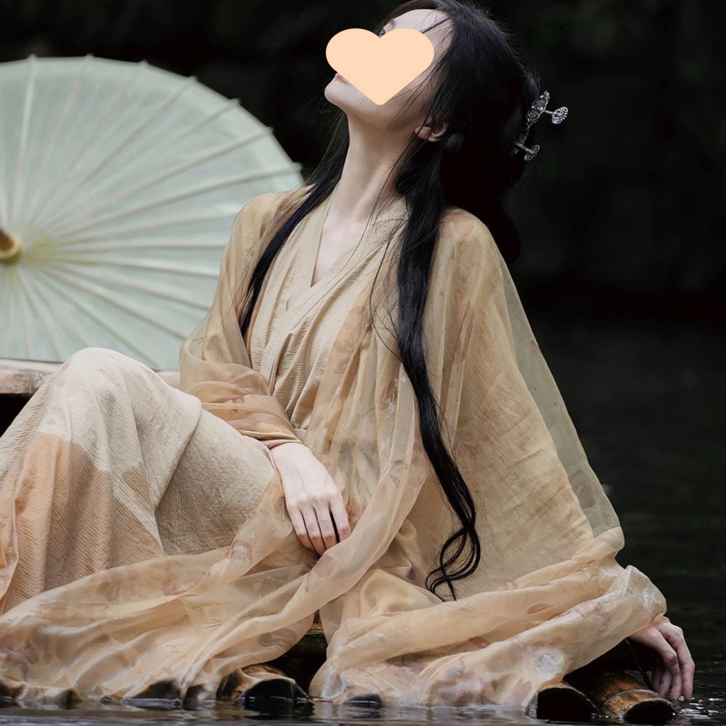 魏晋云烟直裾汉服清冷古风成人新款晋制仙气大袖广袖扎染古装春夏