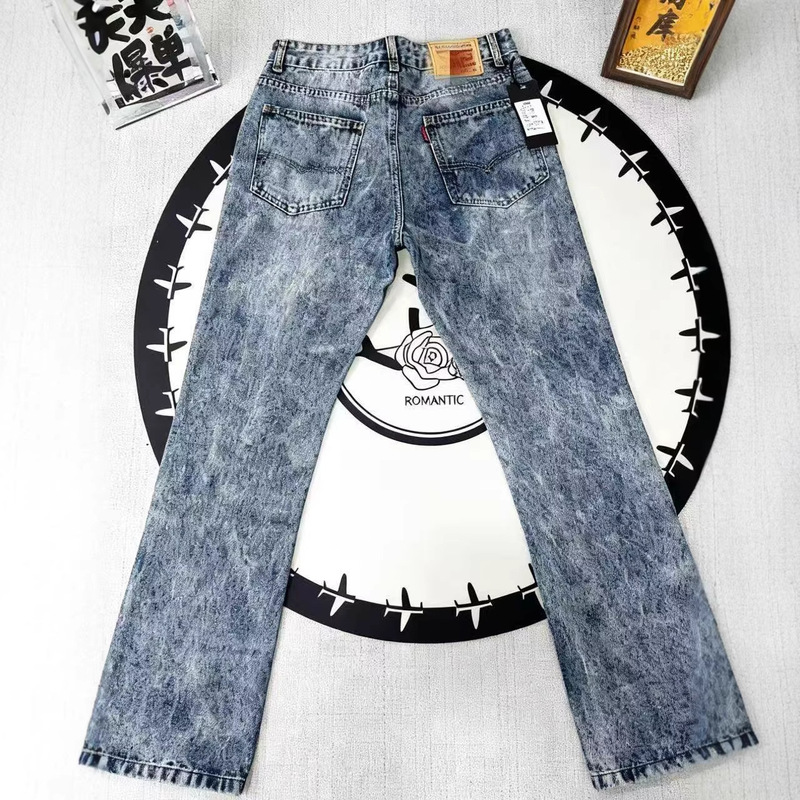 Snowflake Marble Pattern 517 Jeans Cleanfit Style Slightly Flared Men's Versatile Commuter Pants Slim Fit Washed