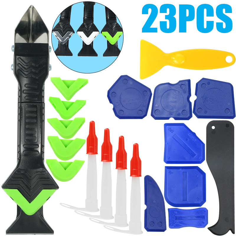 跨境热卖三合一胶刮刀玻璃胶铲刮板密封刮板除胶器美缝密封23件套