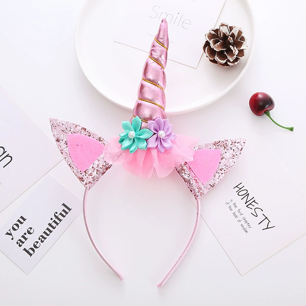 Pink unicorn hair hoop