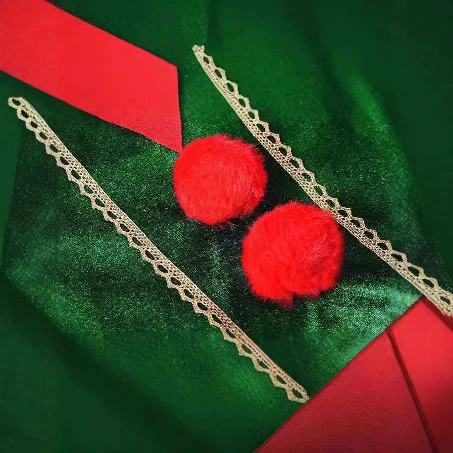 Детское рождественское платье, комплект для мужчин и женщин, зеленый костюм, косплей