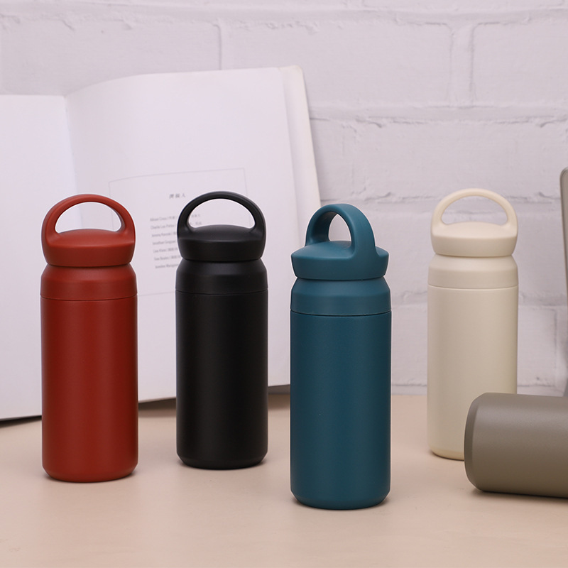 Comercio exterior nuevo 304 taza de café de acero inoxidable elemento japonés portátil doble tapa taza de regalo portátil al aire libre taza portátil