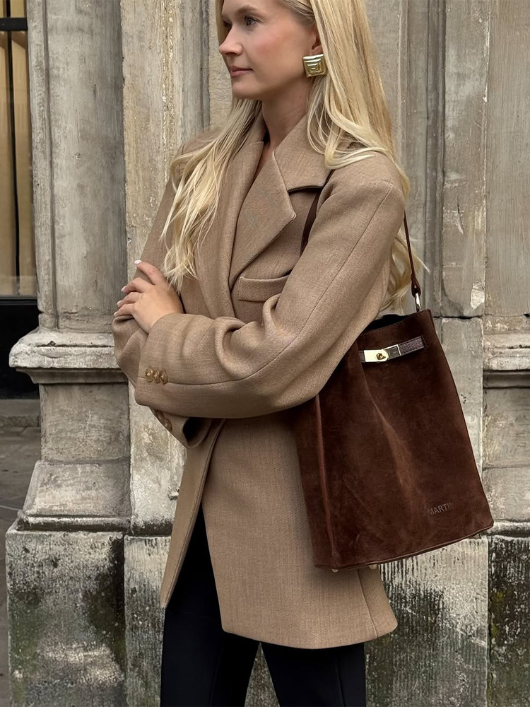 Saco Blazer Ajustado con Solapa para Mujer de Poliéster, para Oficina y Uso Diario image 1