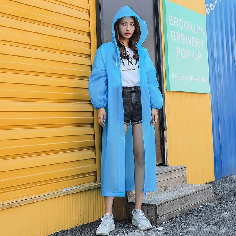 Impermeable eva no desechable engrosado, portátil para adultos, hombres y mujeres, al aire libre, impermeable, cuerpo largo, grueso