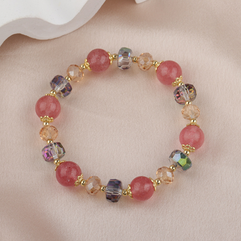 Weiyi natural fresa cristal pulsera mujer temperamento salvaje color cristal pulsera regalo joyería al por mayor