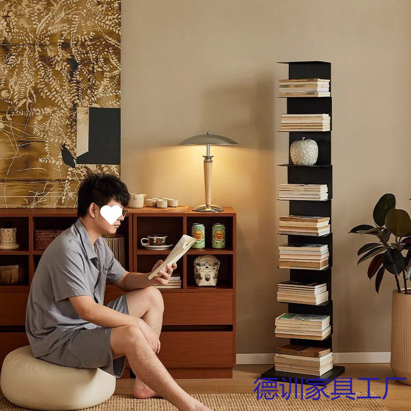 Corner Simple Bookshelf Floor-Standing Storage Rack Creative Iron Art Internet Celebrity Living Room Nordic Invisible Collection 2316