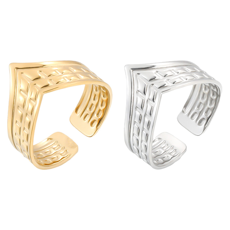 Fashion Geometric Stainless Steel Plating Open Ring
