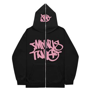 2023 Cross-Border New American High Street Hip-Hop National Trend Printed Zipper Sweatshirt Trendy Brand Fashion Versatile Couple Hooded