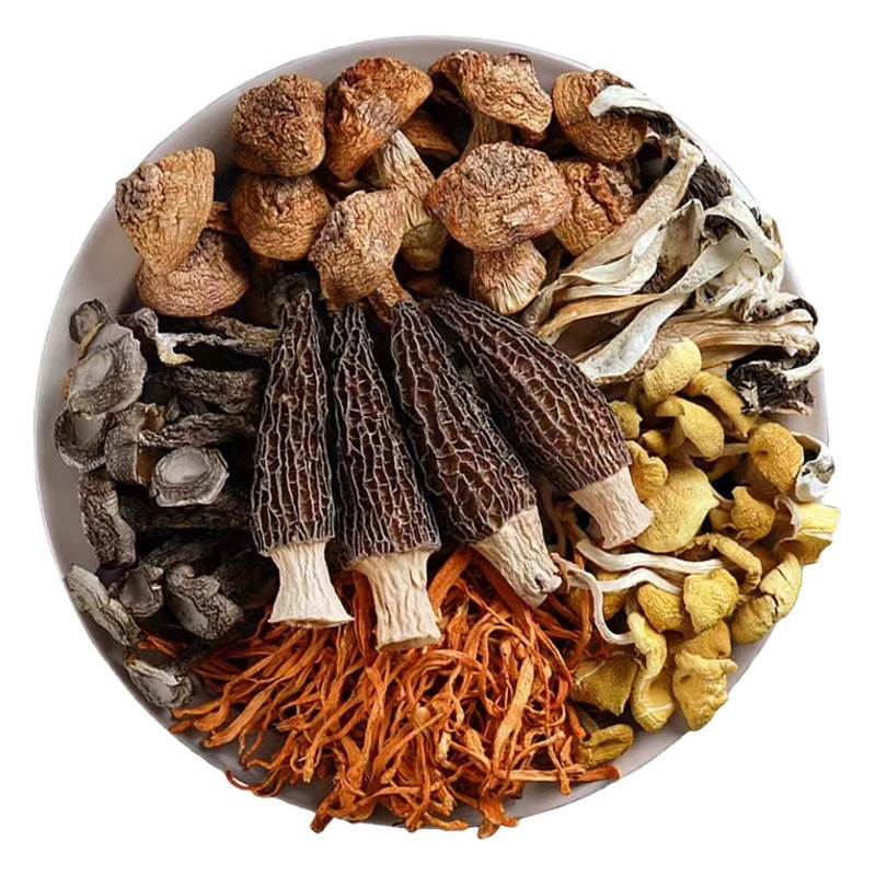 Оптовый заказ наборов разноцветных супов из грибов Юньнани, включающих суп из матсутаке, оленьих рогов и лисичек, в подарочной упаковке.