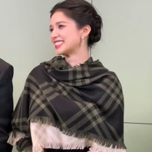 围巾韩系氛围感秋冬高级感羊绒双面羊毛围巾格子保暖加厚披肩女