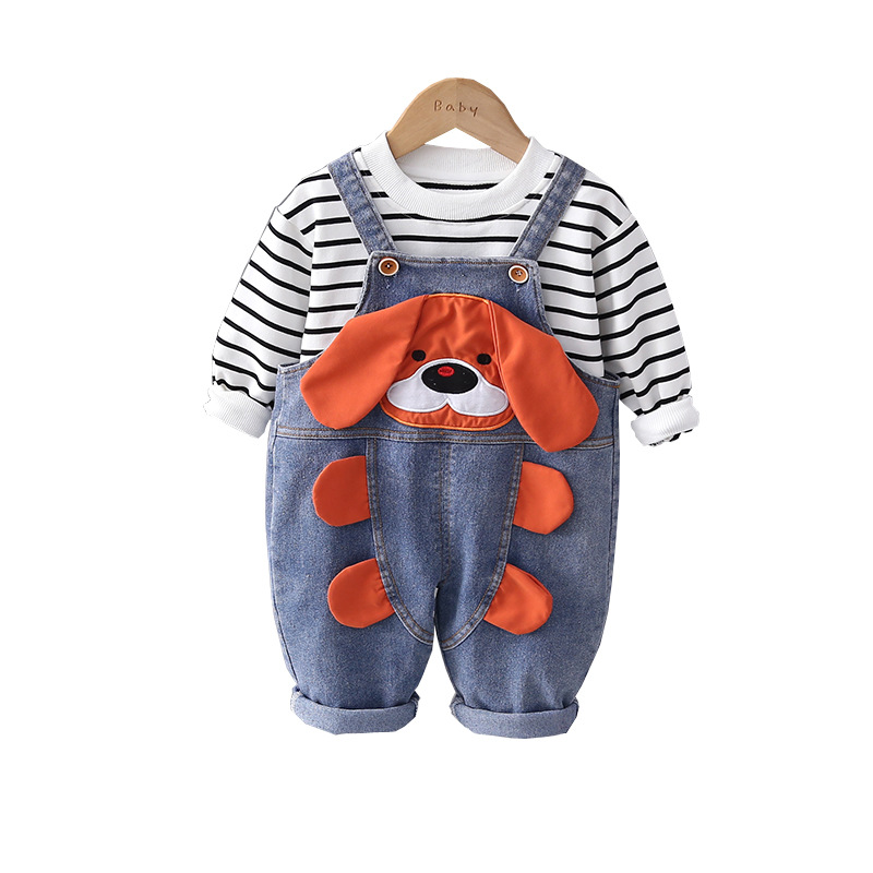 Los pantalones de mezclilla para bebés de los niños se adaptan a los nuevos niños de Otoño de estilo coreano de manga larga para niños de dos piezas ropa de otoño ropa para niños