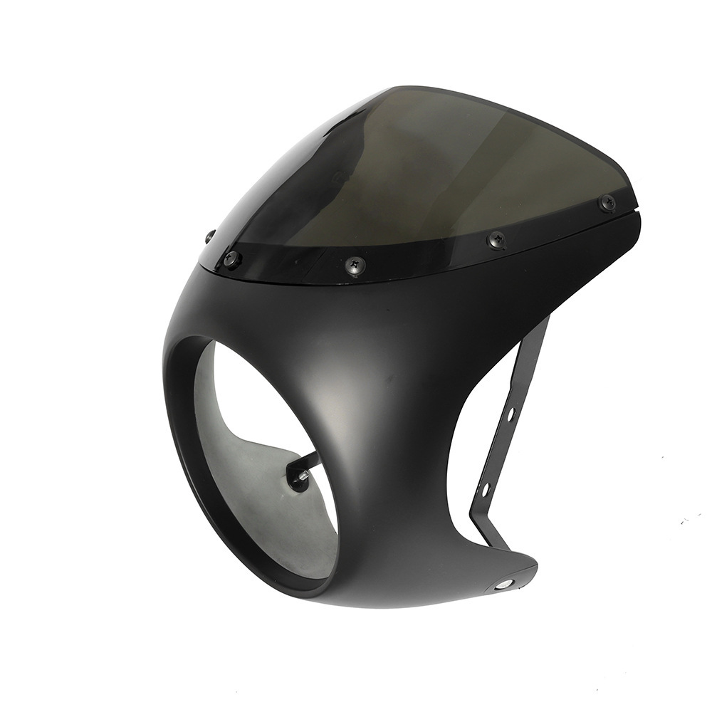 Bright Black Retro Motorcycle Refit Hood Dome Big Lamp Shade Pig Hood Cafe