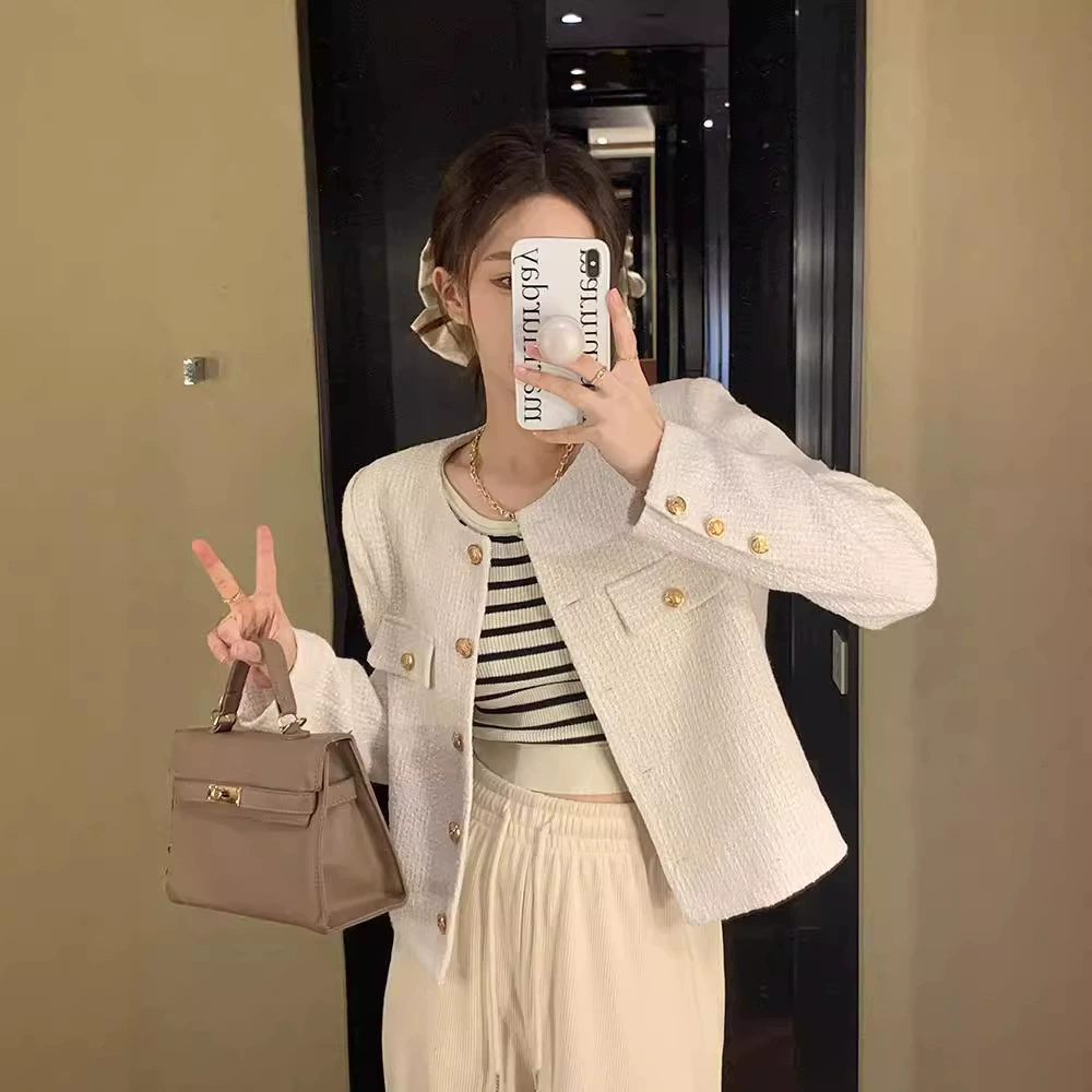 Короткая теплая зимняя куртка, французский стиль, стиль Chanel, высококлассный стиль