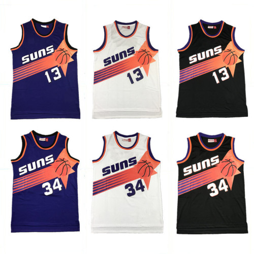 Summer cross-border jersey Suns 13 Nash Barkley retro embroidered basketball uniform mesh vest training sports