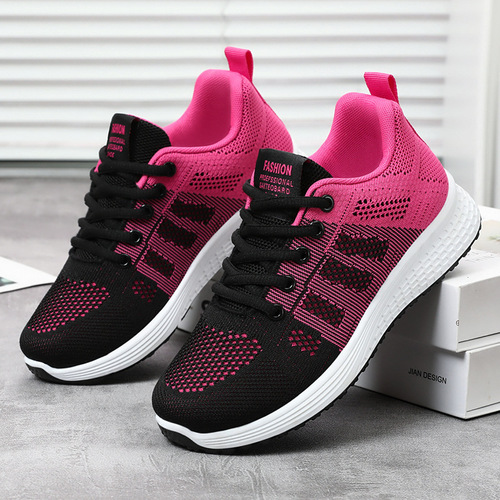 Women's Running Shoes 2025 Summer New Arrival Temu Cross-border Wholesale Single Shoes Casual Breathable Comfortable Flyknit Sports Shoes