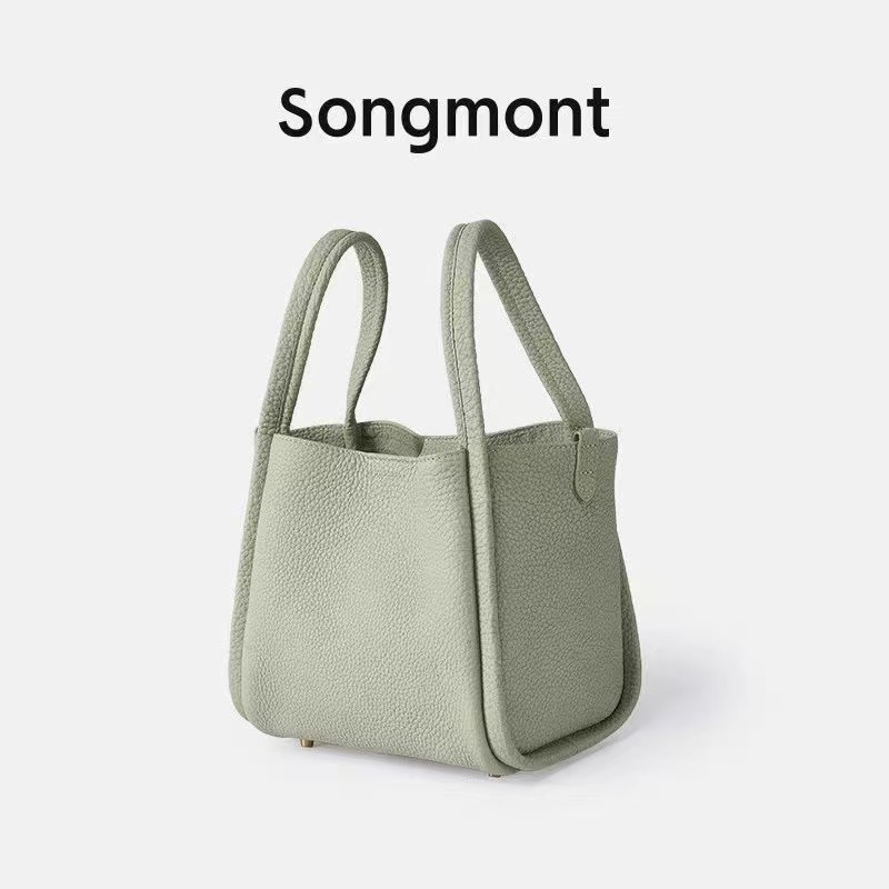 Songmont 山下裕松 中型野菜かごシリーズ 第一層牛革 新ロックバックル 大容量ポータブルバケットバッグ|undefined