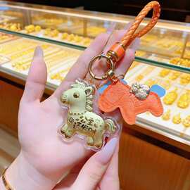 足金999马上有钱钥匙扣黄金包包挂件创意包包挂件挂饰活动小礼品