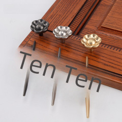 新中式簡約單孔拉手簡約銅拉絲櫃門抽屜花型把手輕奢家具小拉手