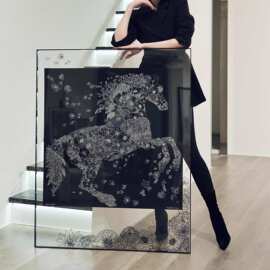 丝巾装饰画轻奢高级感现代简约法式客厅挂画入户门玄关走廊黑白灰