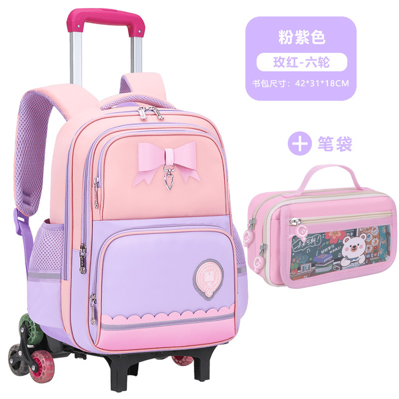 Mochila Escolar con Ruedas para Primaria Grados 2-6 de Tela de Oxford Impermeable Reducción de Carga para Escuela