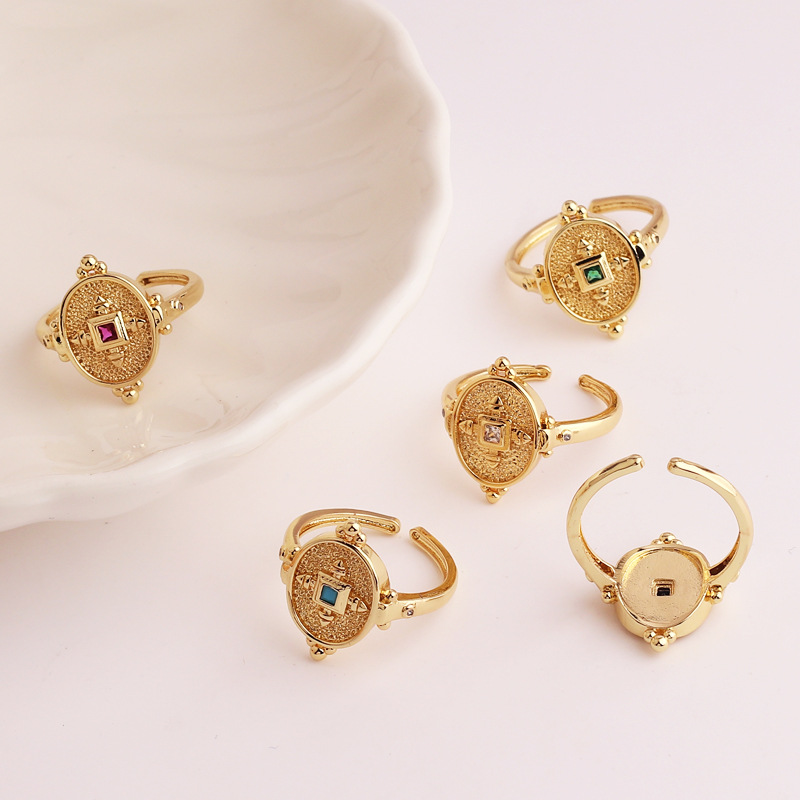 Fashion Oval Copper Plating Inlay Zircon Open Ring 1 Piece