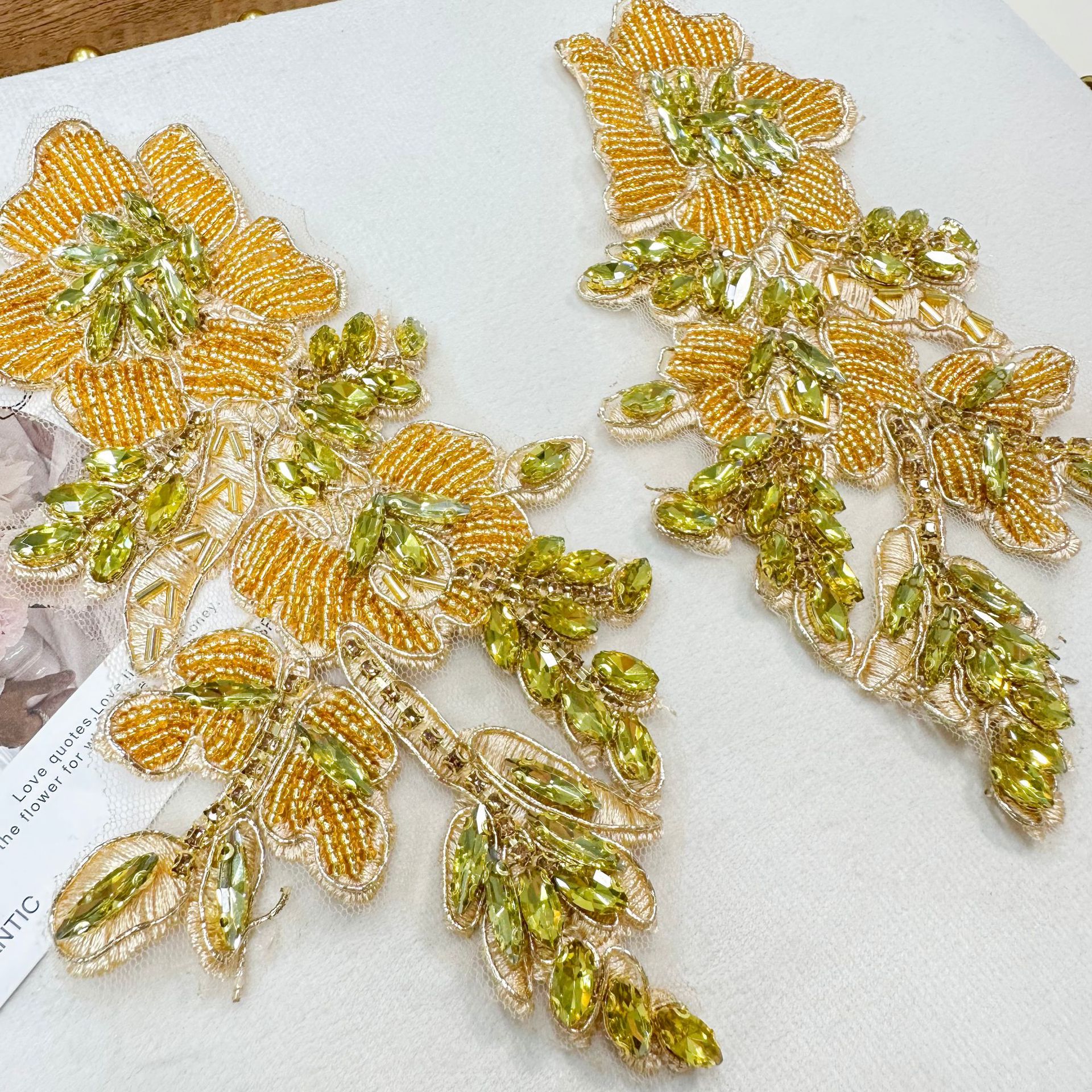 Cuentas de clavos de oro hechas a mano flor a flor cuentas de cristal accesorios industria pesada vestido de boda decoración floral parche image 5