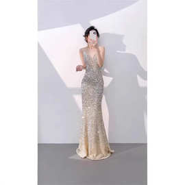 晚礼服女2026新款高级感宴会气质绝美性感吊带主持人鱼尾亮片长裙