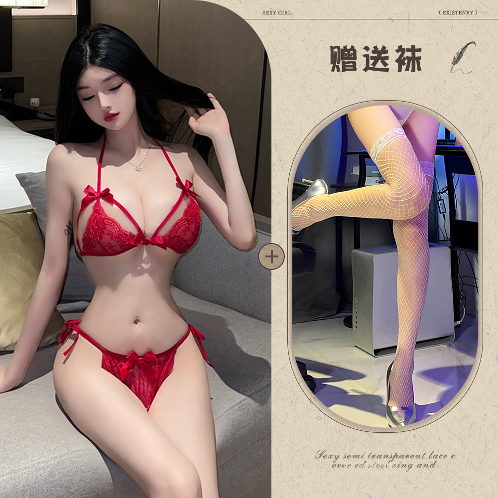 버건디 + 화이트 망사 스타킹