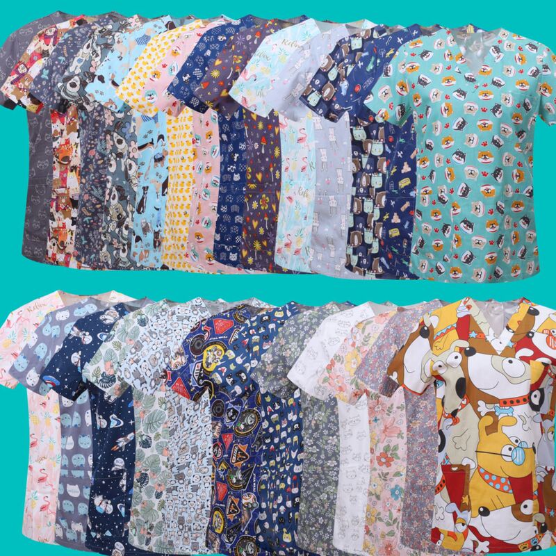 Hand Washing Clothes, Scrub Clothes, Nurse Clothes, Women's V Neck Short-Sleeved T-Shirt Tops, Surgical Clothes, Work Clothes, Men's Quick-Drying Clothes