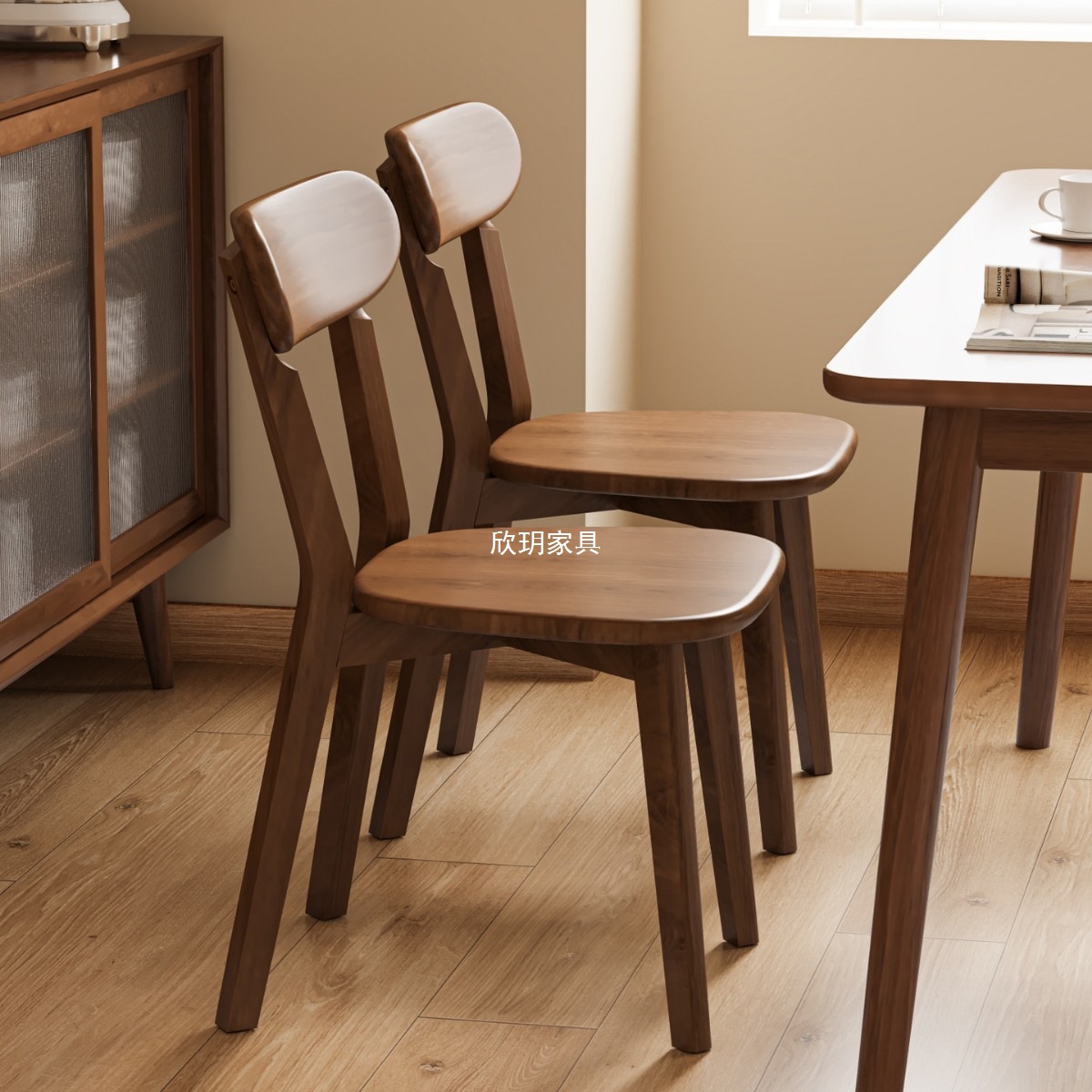 Solid Wood Dining Table and Chairs, Home Dining Chairs, 2025 New Style Chairs, Walnut Color Chairs, Desk Chairs, Dining Stools, Backrest Chairs