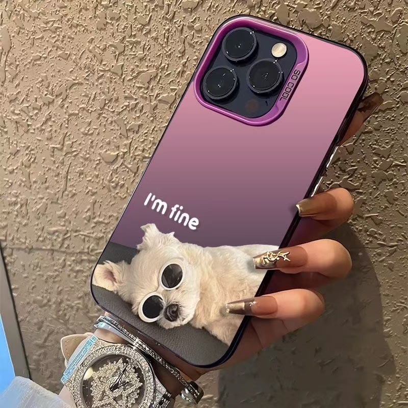 Gafas de sol para cachorros Funda para teléfono móvil iphone16 Apple 15promax Europa y América 14 anti-caída 13 marca de moda 12 personalidad