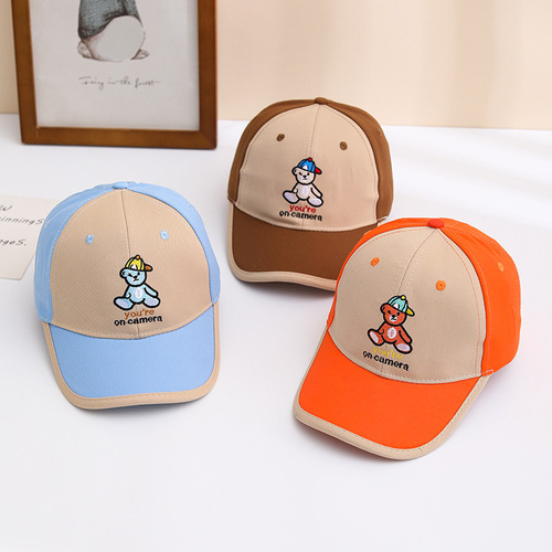 Children's Baseball Cap for Boys and Girls, Sun Protection Hat, Korean Style Bear and Duck Bill Cap, Outdoor and Travel Hat, Wholesale