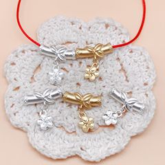 2023 Year of the Rabbit gift: 999 Pure Silver Flower Tube with Peach Blossoms, Gold-Plated Bracelet on Braided String—Perfect for New Year’s Red Envelopes and Gift Giving