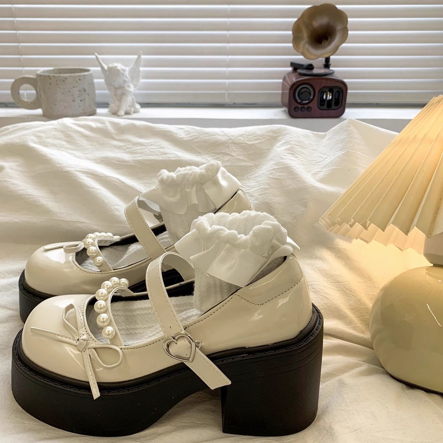 White high heels