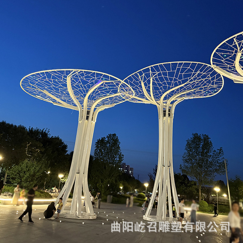 户外不锈钢雕塑异形廊架钢结构长廊创意铁艺金属雕塑厂家景观大树|undefined