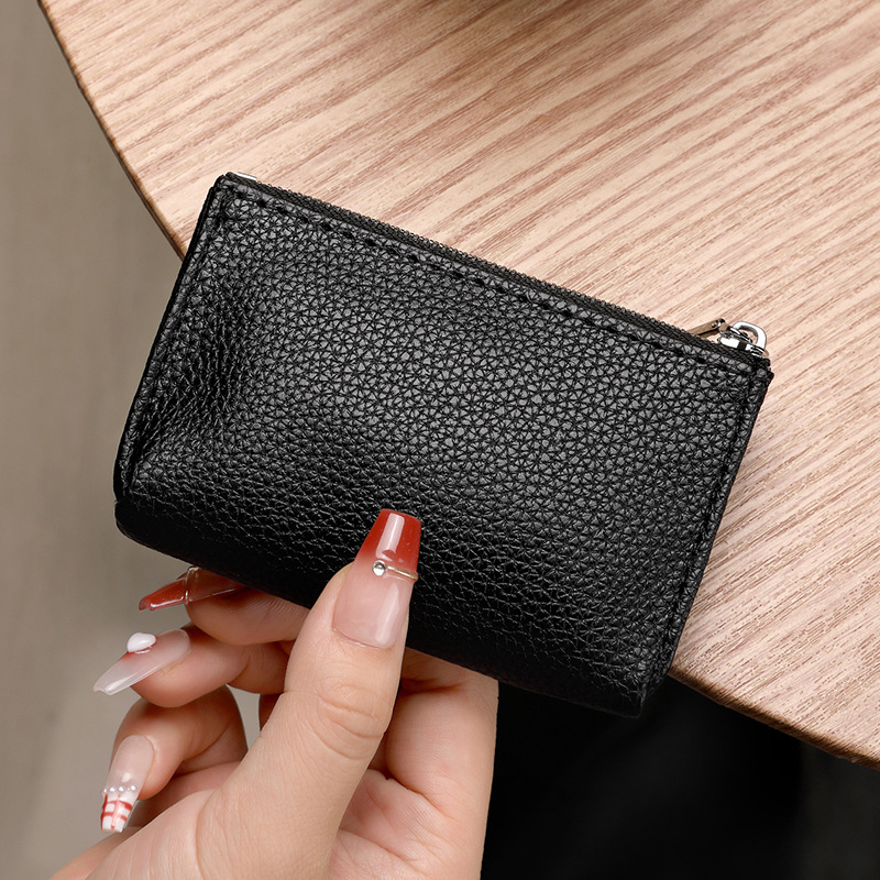 Lichi estampado bolso de cambio de mujer nueva bolsa de cremallera bolsa de monedas de color sólido PU bolsa de tarjetas de cuero suave bolso de llaves