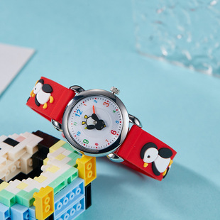 Children's Watch Cute Q Version Penguin Kindergarten Boy Girl Silicone Band Alloy Primary School Student Quartz Watch