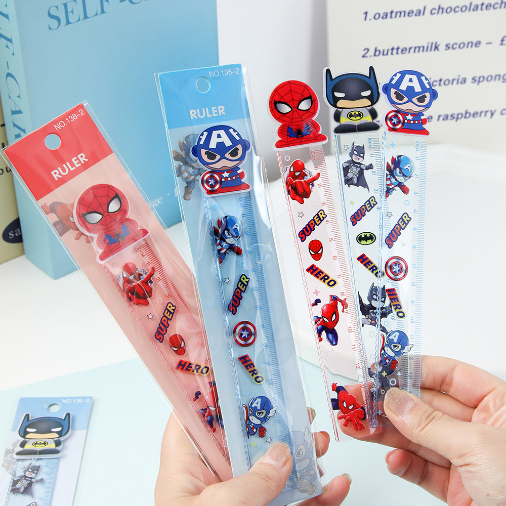 Nuevo superhumano transparente 15cm regla recta para estudiantes de primaria hermosa regla de dibujo animado regla de alta calidad de medición regla de papelería